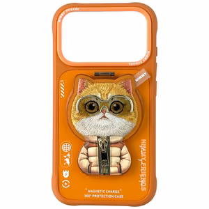 Чехол Nimmy Cool&Cute 2.0 Cat для iPhone 17 Pro с магнитным держателем - оранжевый