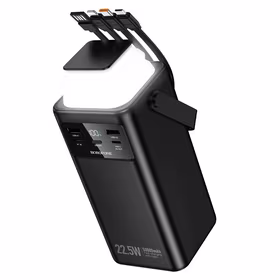 Borofone Portatīvais lādētājs 50000mAh BJ65A High - 2xUSB + Type C - QC 3.0 22,5W + PD 20W ar USB, Type C, Lightning un micro USB melna