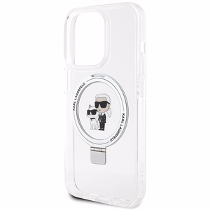 Karl Lagerfeld KLHMP15LHMRSKCH iPhone 15 Pro 6.1" balts/balts cietais apvalks Gredzena statīvs Karl&Choupette MagSafe
