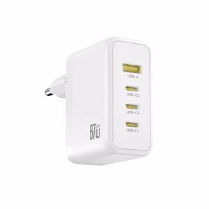 XO CE39 PD 67W sienas lādētājs, 3x USB-C, 1x USB, balts
