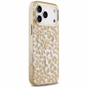 Guess Leopard Glitter MagSafe Чехол для iPhone 17 Pro Max - коричневый