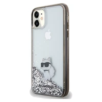 Karl Lagerfeld Liquid Glitter Choupette viedtālruņa apvalks iPhone 11 / Xr - caurspīdīgs