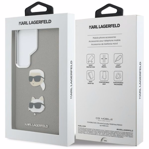 Karl Lagerfeld maciņš Saffiano Double Heads Metal Samsung Galaxy S26 Ultra sudraba
