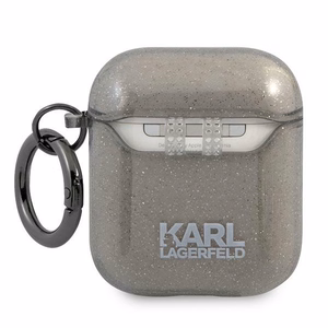 Karl Lagerfeld Glitter Karl's Head чехол для AirPods 1/2 - чёрный