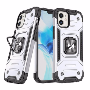 Wozinsky Ring Armor iPhone 14 viedtālruņa apvalks ar magnētisko turētāju gredzenu sudraba krāsas