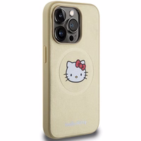 Hello Kitty ādas Kitty Head magnētiskais viedtālruņa apvalks iPhone 14 Pro Max - zelta