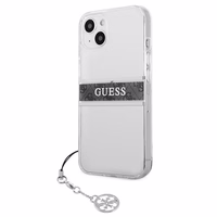 Guess GUHCP13SKB4GGR iPhone 13 mini 5.4" caurspīdīgs cietais apvalks 4G Pelēka Siksniņas Šarms