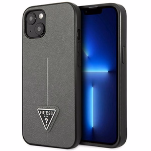 Guess GUHCP13SPSATLG iPhone 13 mini 5.4" серебряный/серебряный жёсткий чехол SaffianoTriangle Logo