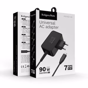 Kruger&Matz universāls klēpjdatoru lādētājs, 90 W, melns
