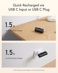 VEGER Portatīvais lādētājs 5000 mAh ar iebūvētu savienotāju Type C PD QC3.0 3A 20W PlugOn (W0556) melns