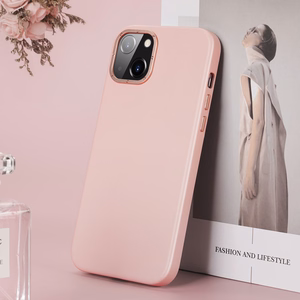 Dux Ducis Grit ādas apvalks iPhone 14 Plus Elegants mākslīgās ādas apvalks (MagSafe saderīgs) Rozā