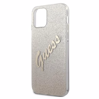 Guess GUHCP12SPCUGLSGO iPhone 12 mini 5.4" zelta/zelta cietais apvalks Glitter Gradient Script