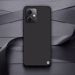 Nillkin teksturēts viedtālruņa apvalks Xiaomi Redmi Note 12 5G / Poco X5 5G pastiprināts neilona pārsegs melns