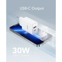VEGER ceļojumu lādētājs USB A + Type C PD QC3.0 3A 30W VLS302U balts