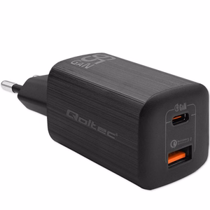 Qoltec 50766 universāls lādētājs klēpjdatoram, spēļu konsolei, ārējam akumulatoram, viedtālrunim, viedpulkstenim, planšetdatoram Melna AC Ātrā uzlāde