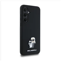 Karl Lagerfeld Silikona Karl&Choupette Metal Pin viedtālruņa apvalks Samsung Galaxy A35 - melns