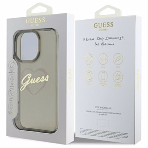 Guess IML Heart viedtālruņa apvalks iPhone 16 Pro - melns