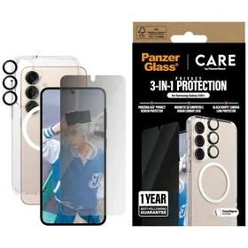 CARE by PanzerGlass Flagship 3in1 viedtālruņa apvalks + privātuma stikls + lēca Samsung Galaxy S25+