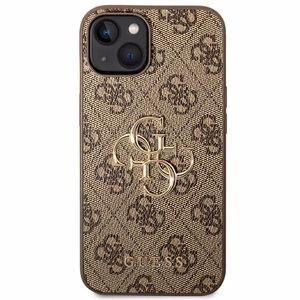 Guess 4G Big Metal Logo viedtālruņa apvalks iPhone 14 - brūns