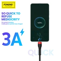 Foneng Kabelis X82 - USB uz Type-C - 3A 1 m melns