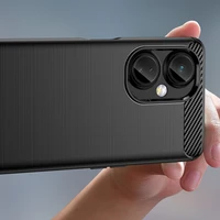 Carbon viedtālruņa apvalks OnePlus Nord CE 3 elastīgs silikona oglekļa apvalks melns