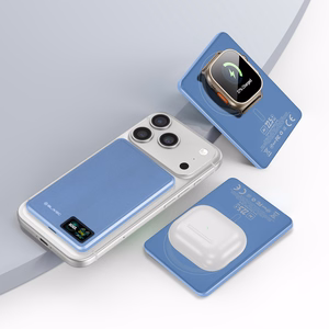Blavec BJ-03 5000 mAh īpaši plāns magnētisks ārējais akumulators ar MagSafe, 7,8 mm, USB-C, 22,5 W, 3 vienā (PBBJ03-MC5LB) (krāsa: gaiši zila; alumīnija korpuss)