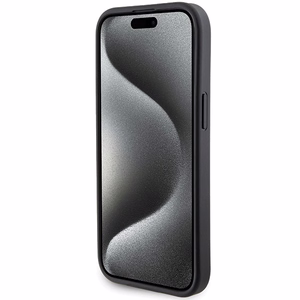 Karl Lagerfeld Gripstand Saffiano Karl&Choupette Pins apvalks viedtālrunim iPhone 15 Plus / 14 Plus - melns