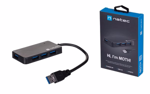 NATEC sadalītājs USB 3.0 Moth (4 porti, melns)
