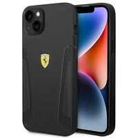 Viedtālruņa apvalks Ferrari FEHCP14MRBUK iPhone 14 Plus 6.7 melns ādas uzspiedums uz sāniem