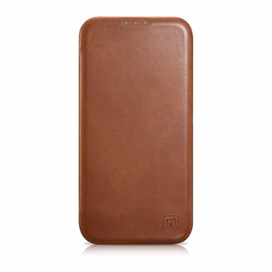 iCarer CE Oil Wax Premium ādas folio viedtālruņa apvalks iPhone 14 Plus Magnētiskais atveramais apvalks ar MagSafe Brūns (AKI14220707-BN)