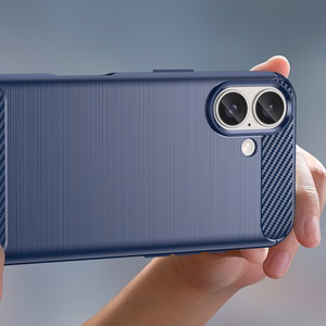 Carbon viedtālruņa apvalks iPhone 16 Plus - zils