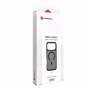 Aizsargvāciņš ierīcei iPhone 18 Pro Max / 17 Pro Max: Forcell F-Protect Smoke Hybrid Premium, saderīgs ar MagSafe, krāsa – melna