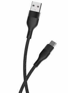 Maxlife MXUC-07 kabelis USB - USB-C 1,0 m 3A melns neilons