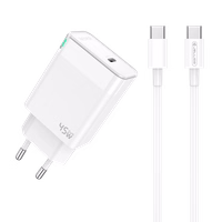 JELLICO sienas lādētājs C105 GaN PD 45W 1xUSB-C + kabelis USB-C - USB-C balts