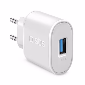 SBS TETR1USB2AWFAST 10W USB-A sienas lādētājs - balts