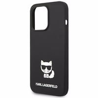 Karl Lagerfeld KLHCP14XSLCTBK iPhone 14 Pro Max 6.7 "cietais apvalks melns / melns Silikona Choupette Ķermenis