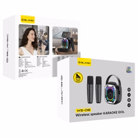 Blavec portatīvais Bluetooth skaļrunis WS-08 Karaoke Idol 8W ar 2 mikrofoniem melns