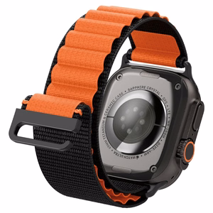 SPIGEN WBF1 РЕМЕШОК APPLE WATCH 6 / 7 / 8 / 9 / 10 / SE / ULTRA 1 / 2 (44 / 45 / 46 / 49 MM) ЧЕРНЫЙ/ОРАНЖЕВЫЙ