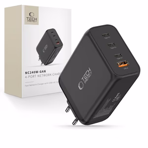 Tech-Protect NC240W-GaN 4-Port 240W Wall Charger - Black