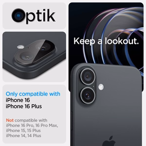 Spigen Optik GLAS.TR защита камеры 2-PACK для iPhone 16 / 16 Plus - чёрный