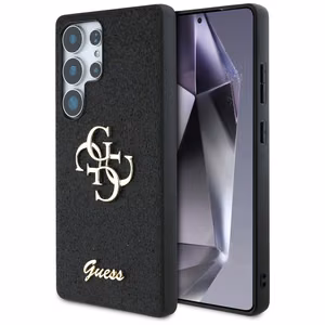 Guess mirdzošs liels 4G metāla logotipa viedtālruņa apvalks Samsung Galaxy S25 Ultra melns