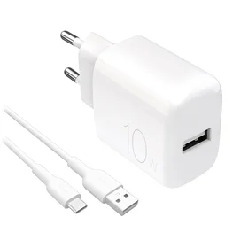 Puro PROLITE 10W USB-A sienas lādētājs + USB-A - USB-C kabelis 1.2m - balts