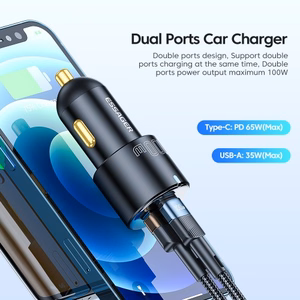 Car Charger Essager "Fan" Black 66W (2xPD)
