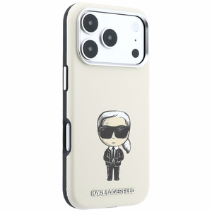 Karl Lagerfeld Smooth Ikonik Sketch MagSafe maciņš modelim iPhone 18 Pro / 17 Pro – bēšs