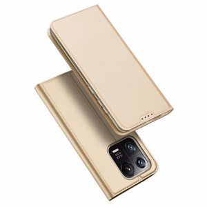 Dux Ducis Skin Pro viedtālruņa apvalks Xiaomi 13 Pro ar kartes turētāju un zelta statīvu