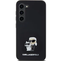 Karl Lagerfeld silikona Karl&Choupette metāla piespraude viedtālruņa apvalks Samsung Galaxy S23 - melns