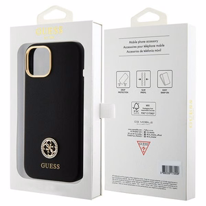 Guess silikona Logo Strass 4G viedtālruņa apvalks iPhone 15 - melns