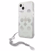 Guess GUHCP13SKPESI iPhone 13 mini 5.4" sudrabains cietais apvalks Peony Chain kolekcija