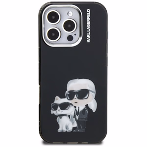 Karl Lagerfeld IML Aquarelle Karl & Choupette & Logo iPhone 16 Pro macins - melns
