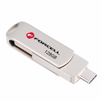 FORCELL F-DATA USB zibatmiņa Metal Duo 128GB USB3.2 Gen 1 (USB A / Type C) sudrabaina